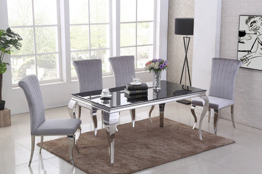 Adelaide Glass Dining Table with Azra Velvet Dining Chair