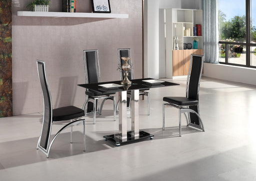 Alba Clear and Black Glass Dining Table and Arcadia Chairs