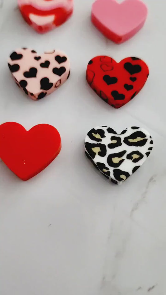 Triple Heart Valentine's Day Silicone Focal Beads--Red – USA