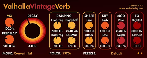 valhalla vintageverb vst plugin for music producers