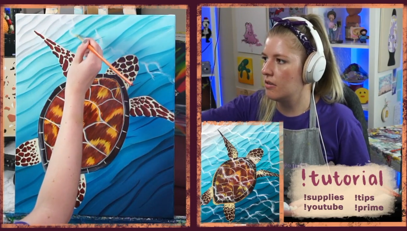 erinbunpaints Twitch Step by Step Acrylic Painting Tutorial Turtle