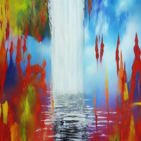 Abstract Depth of Field Waterfall Painting