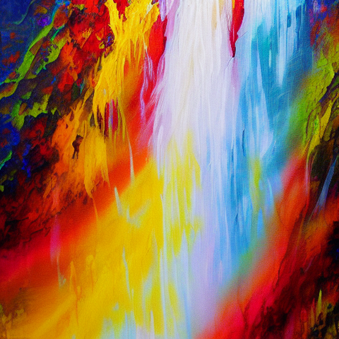 Abstract Colorful Waterfall Painting Idea