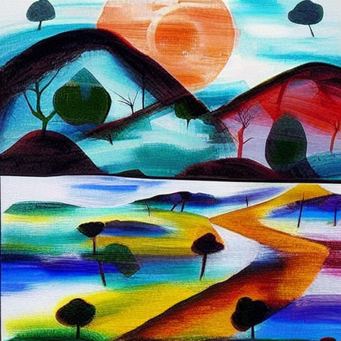 Abstract Landscape Easy Painting Idea