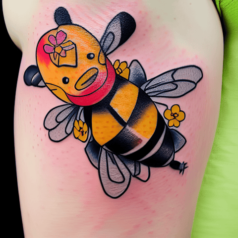 Tiny Honey Bee Tattoo done in crayon line and solid colors. 🐝 Thanks. DM  to Book :) Done @a_tattoo_place #tattoo #cute #tattoocute ... | Instagram