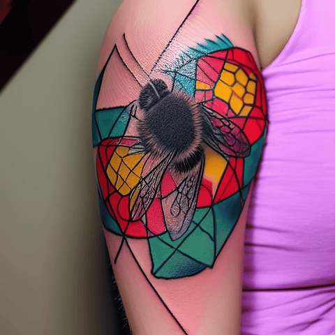 Watercolor and Dotwork Bee tattoo by HakuPsychose on DeviantArt