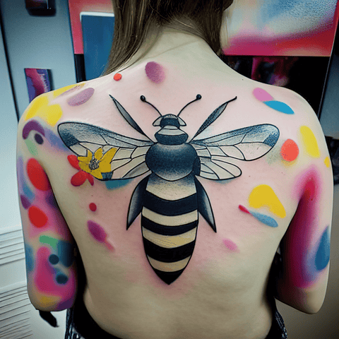 Minimalist Bee - Tattoo Style