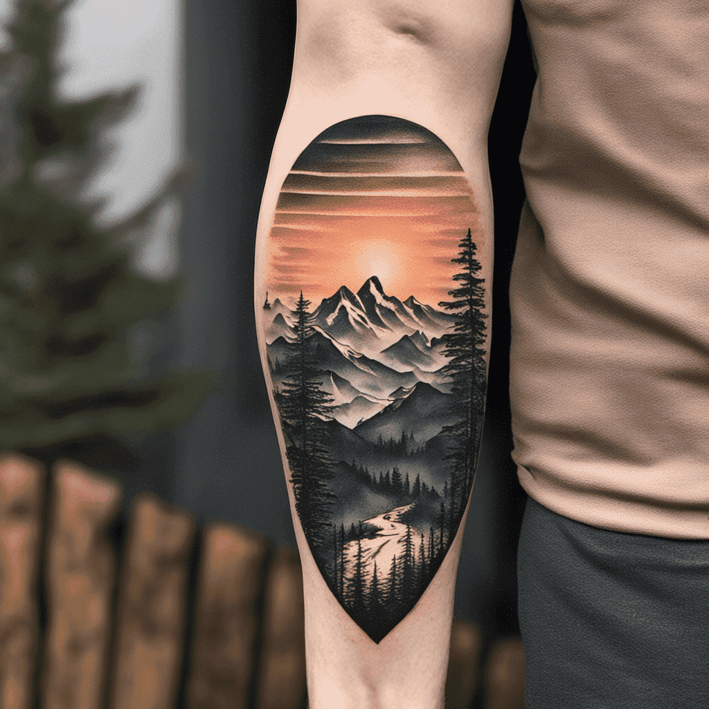 NZ Landscape Black and Gray Tattoo by Body Piercing: TattooNOW