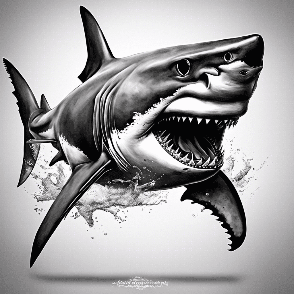 Realistic great white shark tattoo