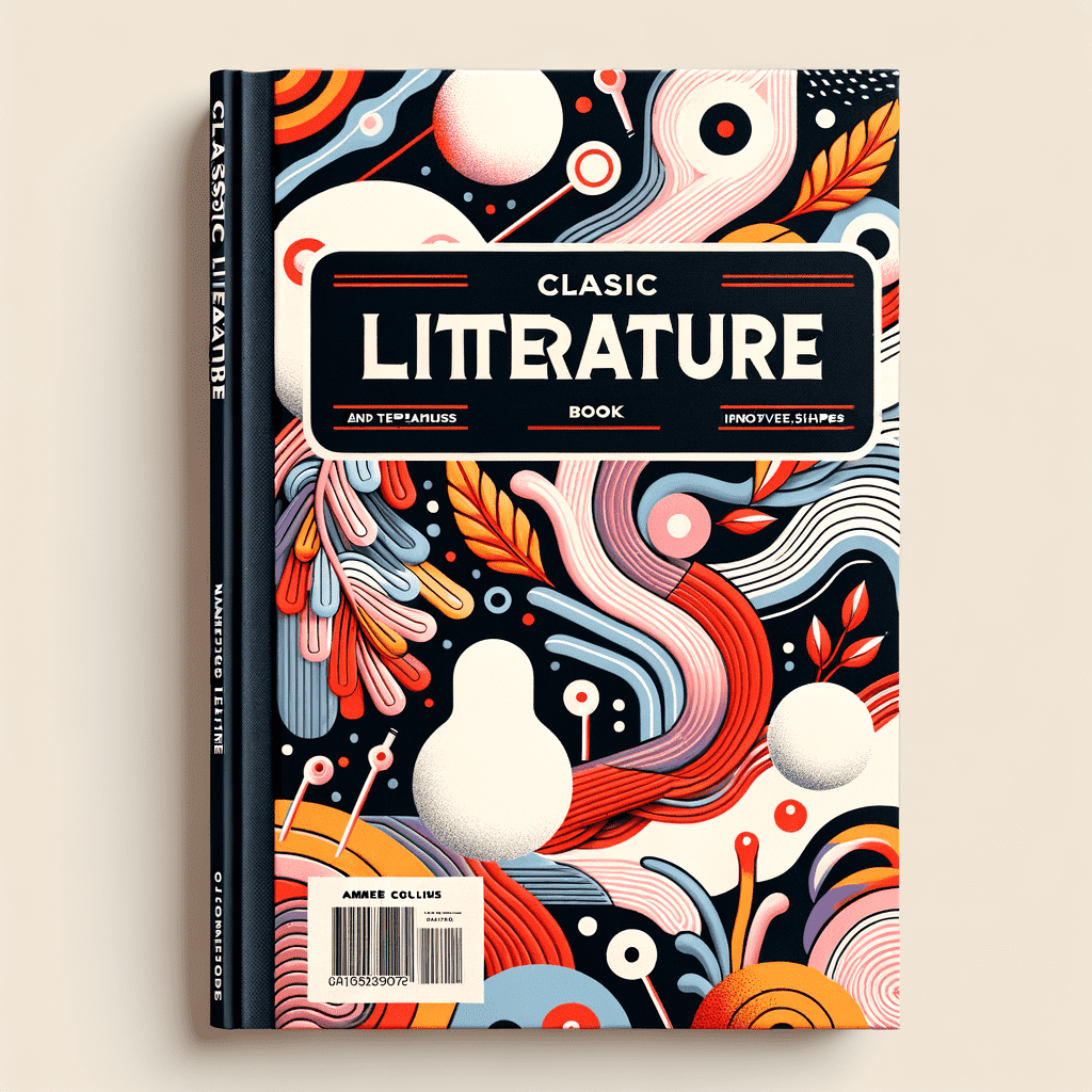 Book cover for "Classic Literature" featuring abstract, organic shapes and patterns in vibrant colors of red, blue, and white, with bold serif title typography.