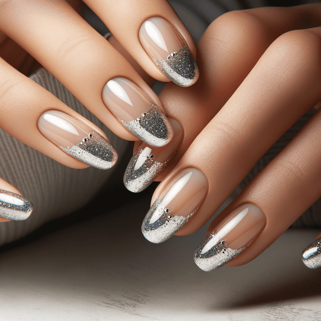 Silver glitter Nail design elevates your style with sparkling elegance