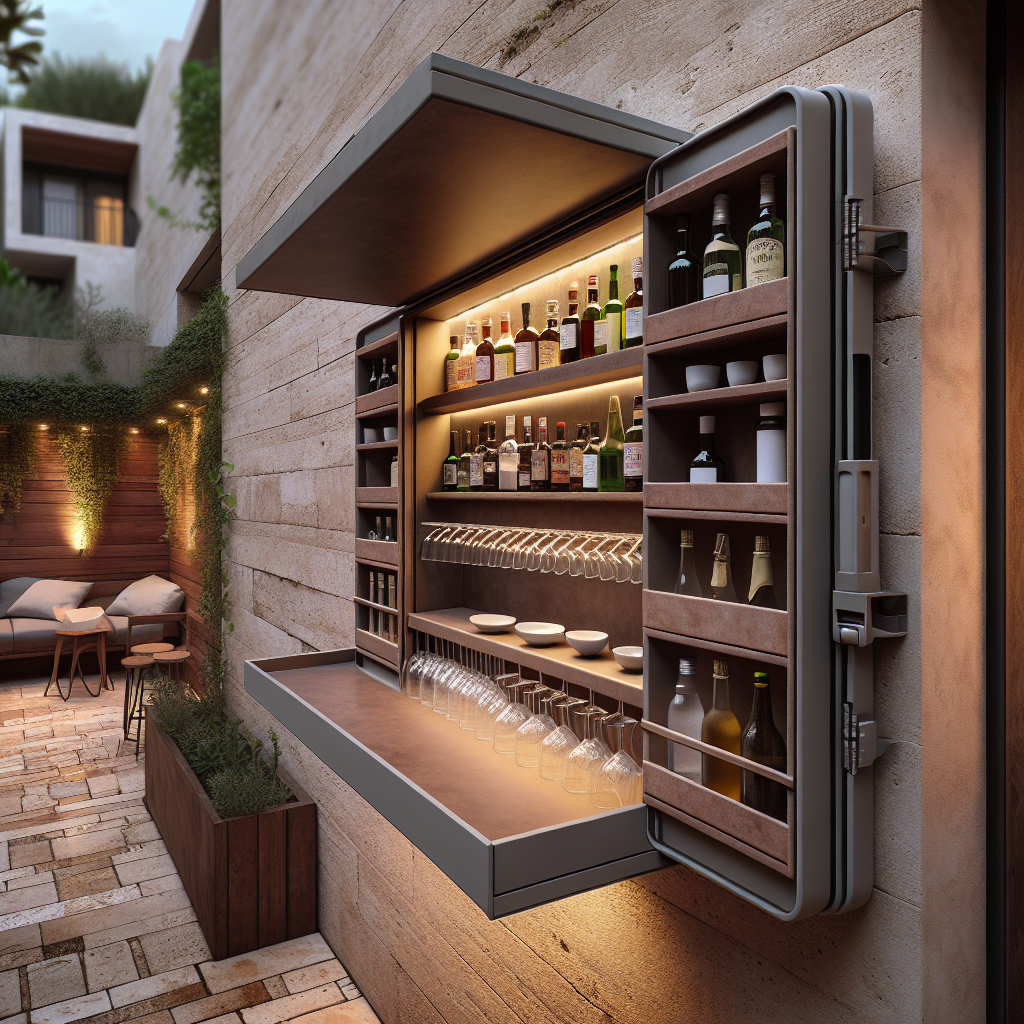 Chic Hidden Wall Bar for Stylish Outdoor Entertaining