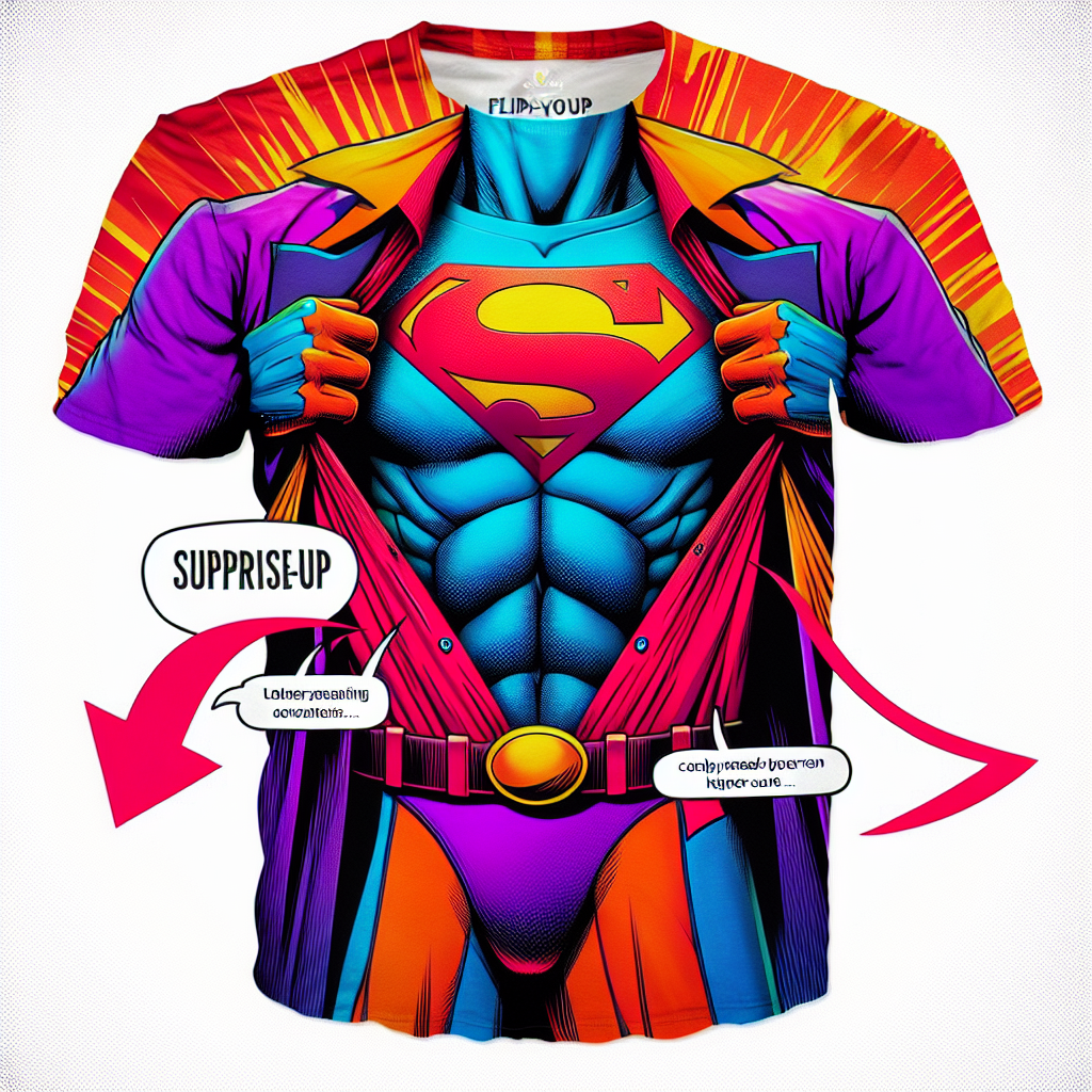 Superhero reveal design on a t-shirt