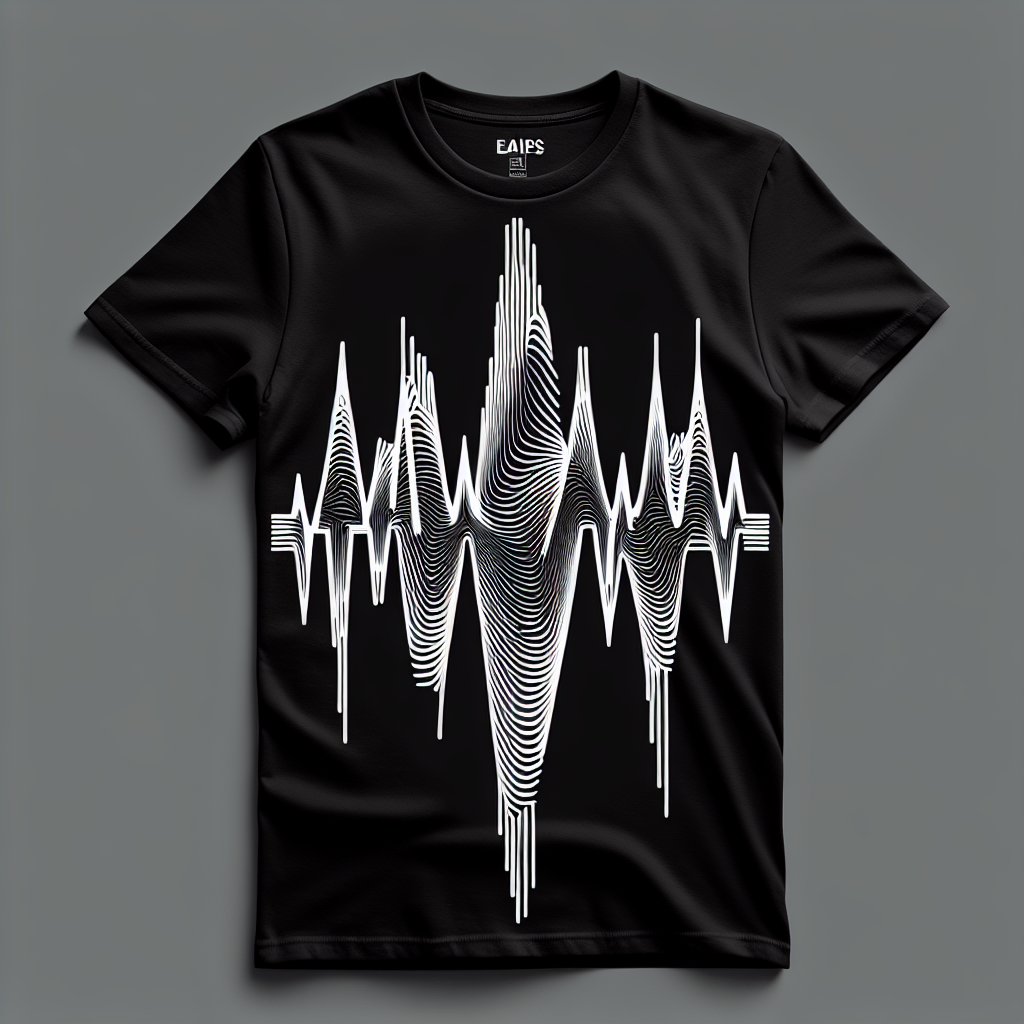 Monochromatic soundwave design on a t-shirt