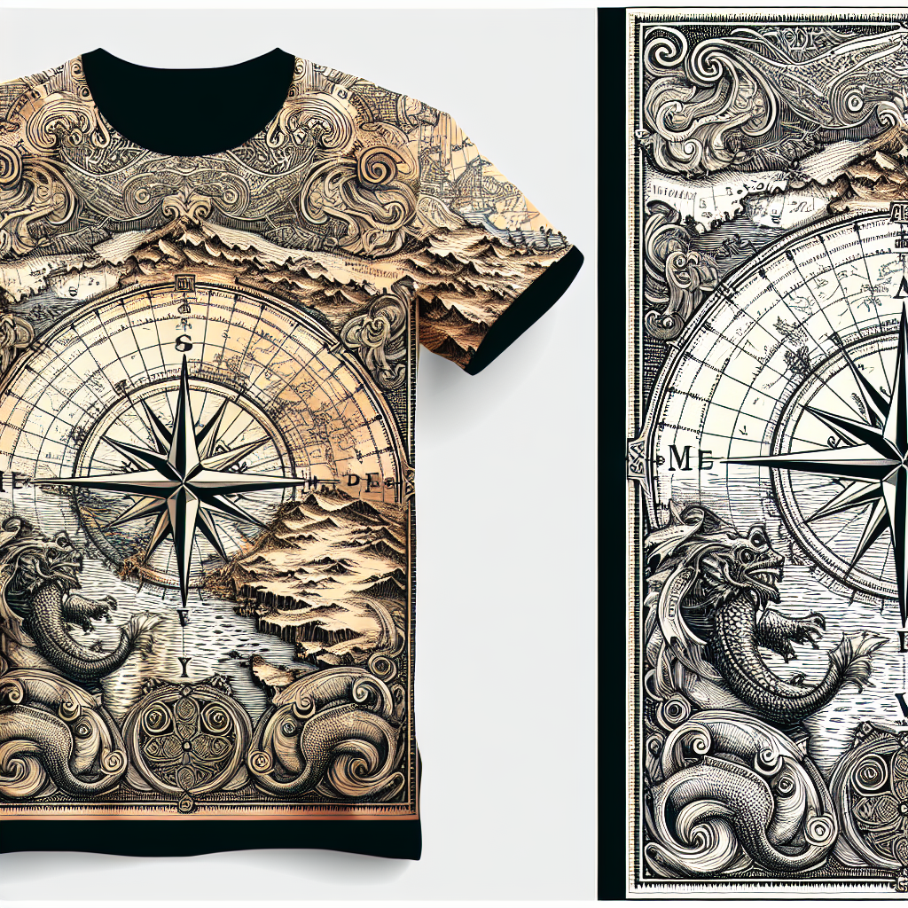 Nautical map design on a t-shirt