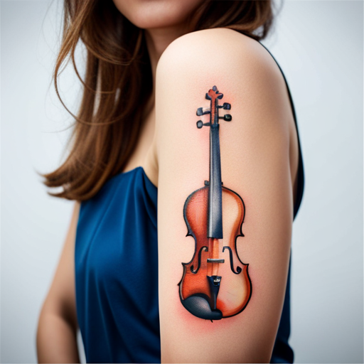 A woman with a violin tattoo on her back