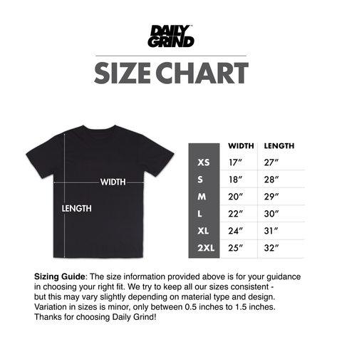 Size Chart | Daily Grind Store PH