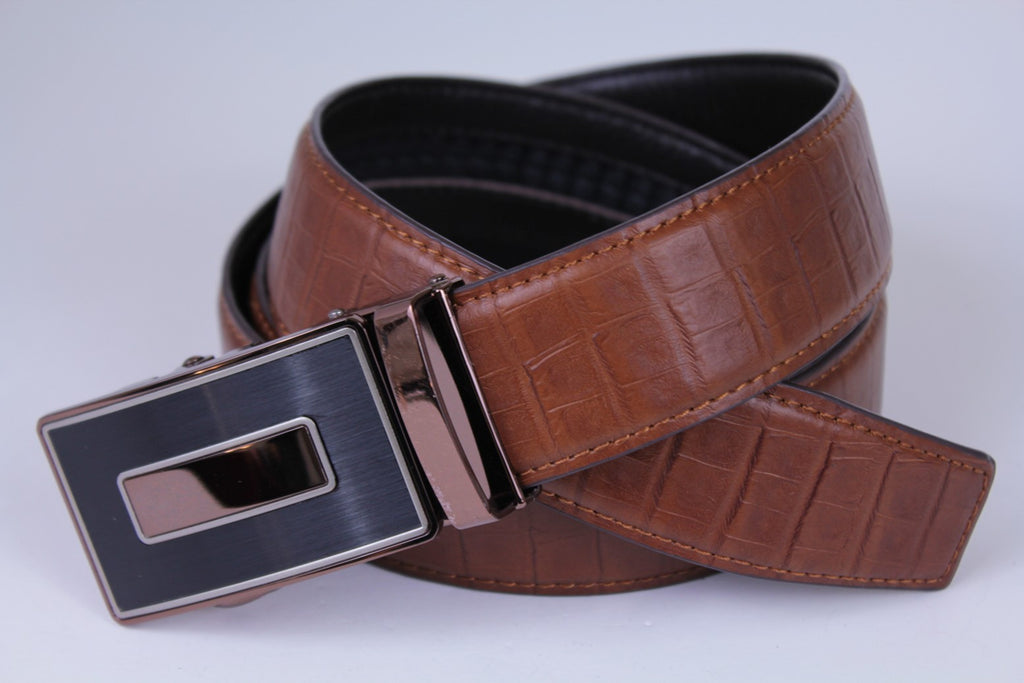 Mooniva Men's Luxury Leather Belt - BBP003-BROWN | Mooniva