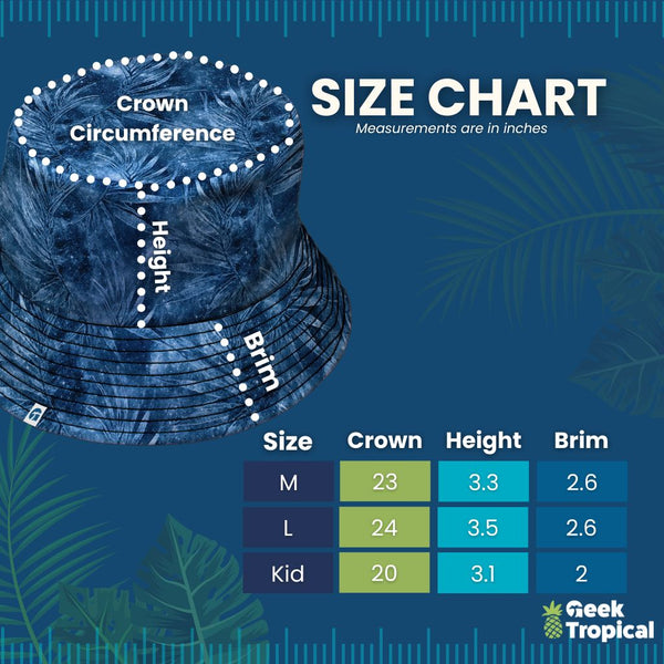 Geek Tropical Bucket Hat Size Chart