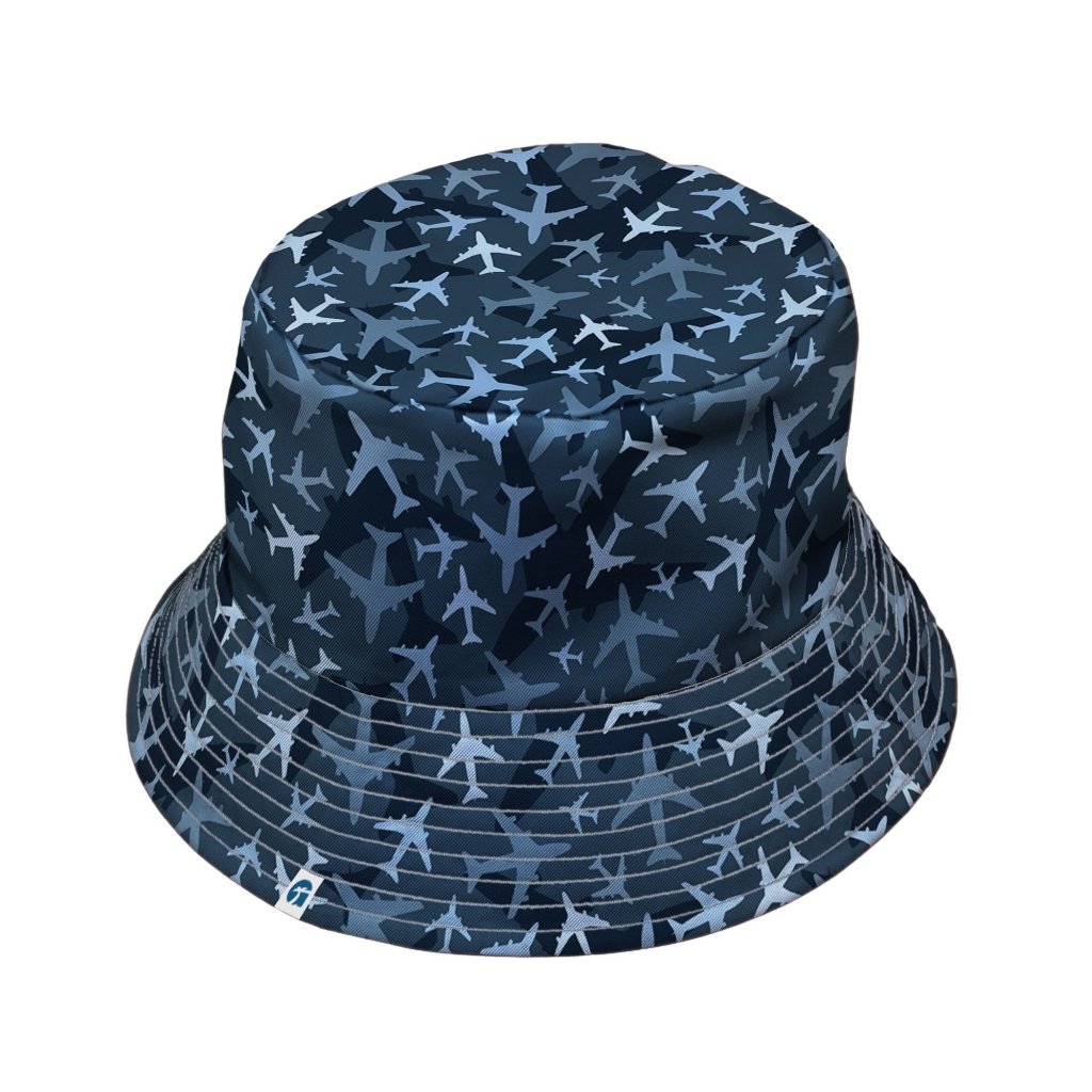 Military Fighter Jet Navy Camo Blue Bucket Hat