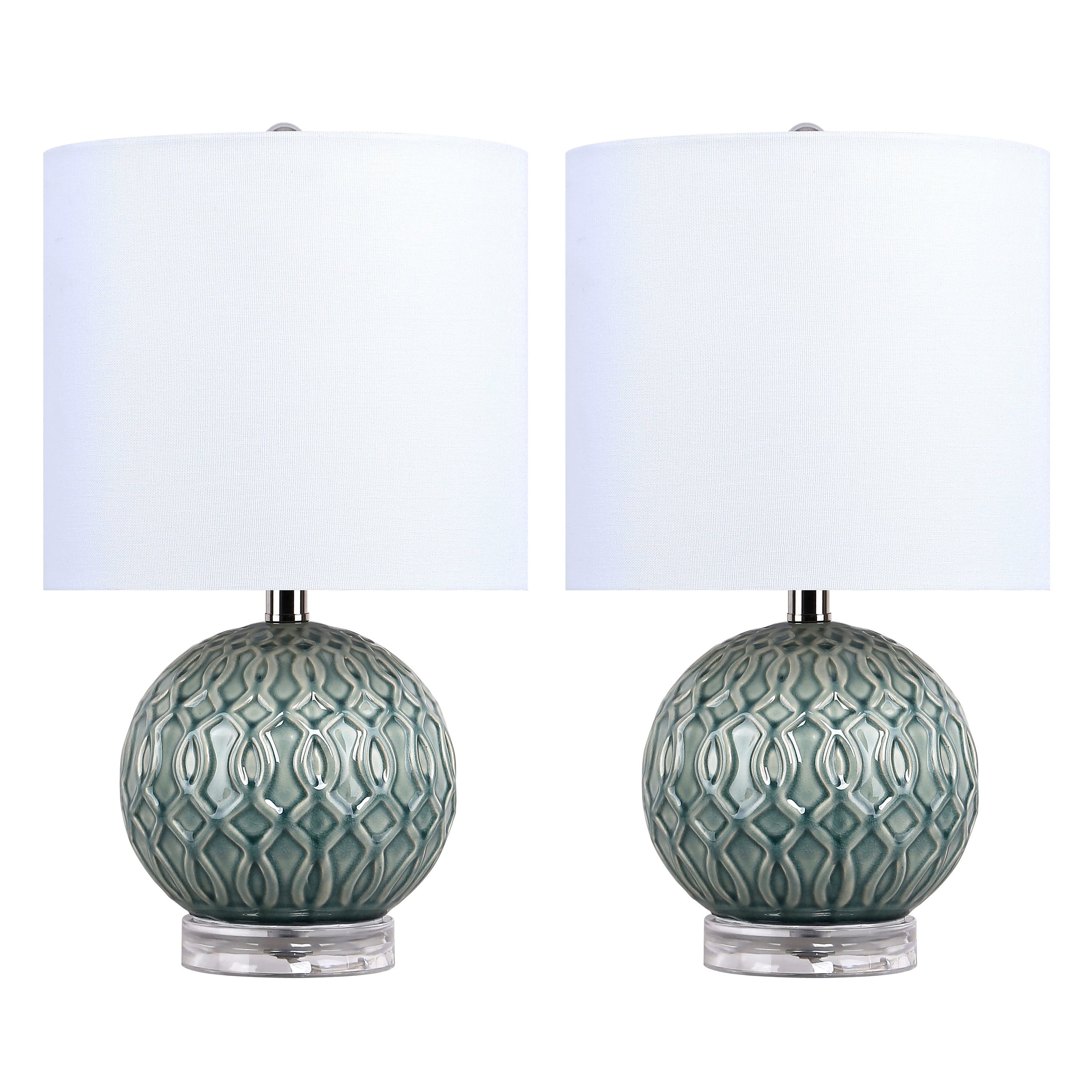 teal and gray lamps