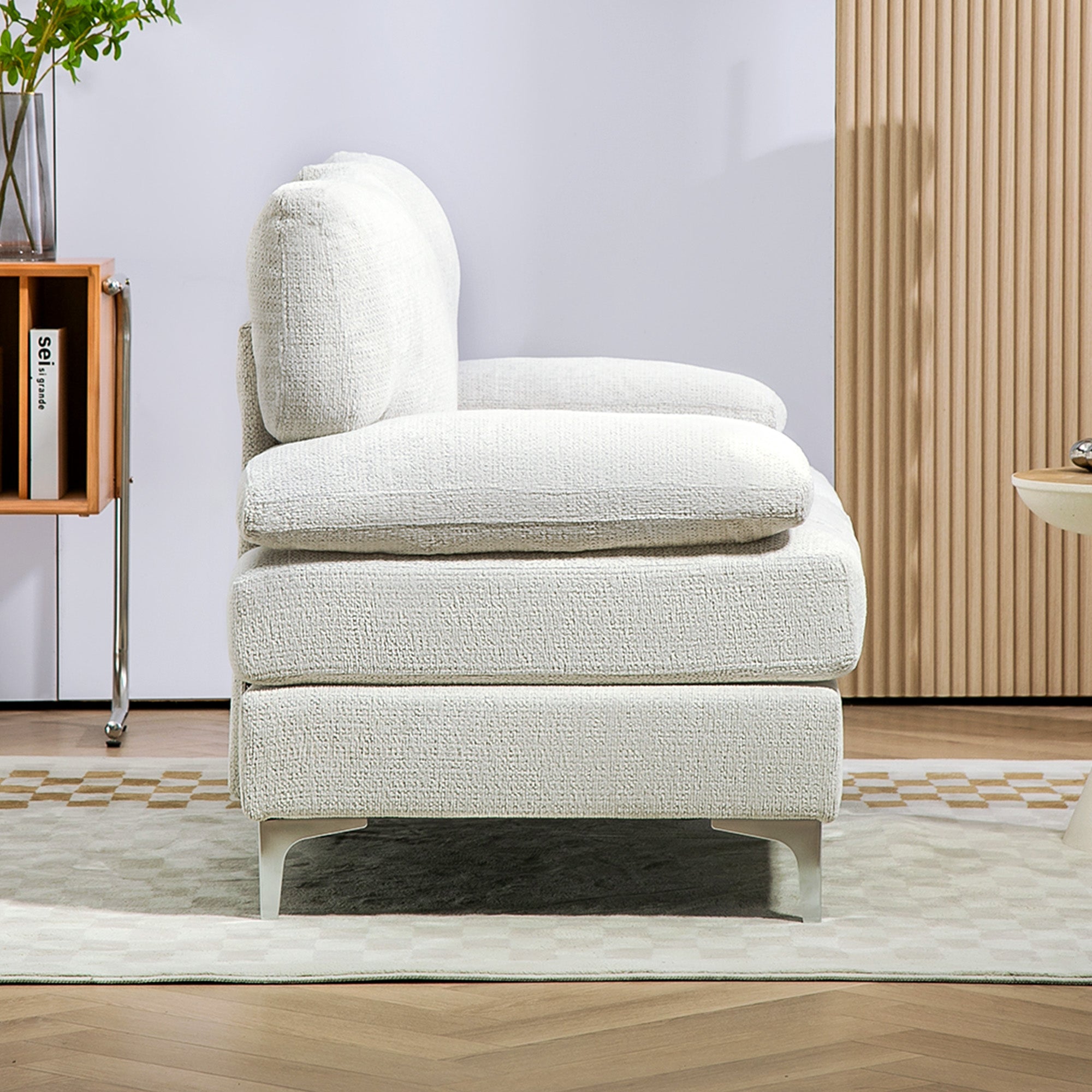 Elegant 2-Seater Modern Loveseat – Cream White with Sleek Metal Legs & Plush Spring Cushioning - Image 6