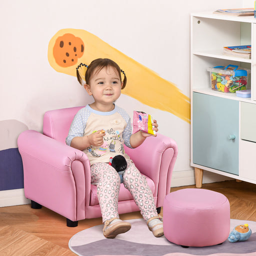 Childrens Single Seater Armchair with Footstool