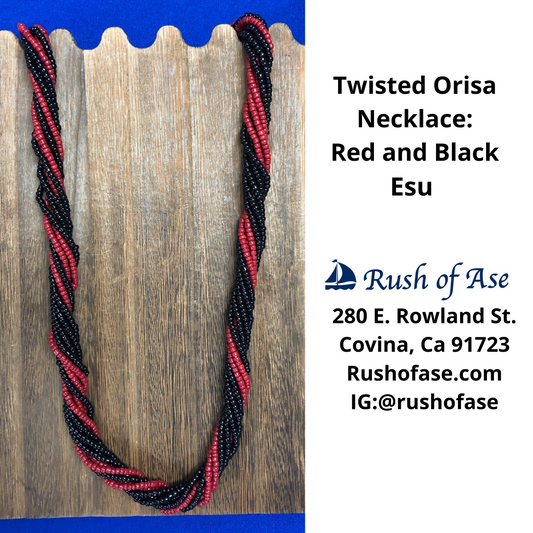 Beaded Necklace | Twist Beaded Necklace | Red and Black Twist Necklace | Esu Necklace