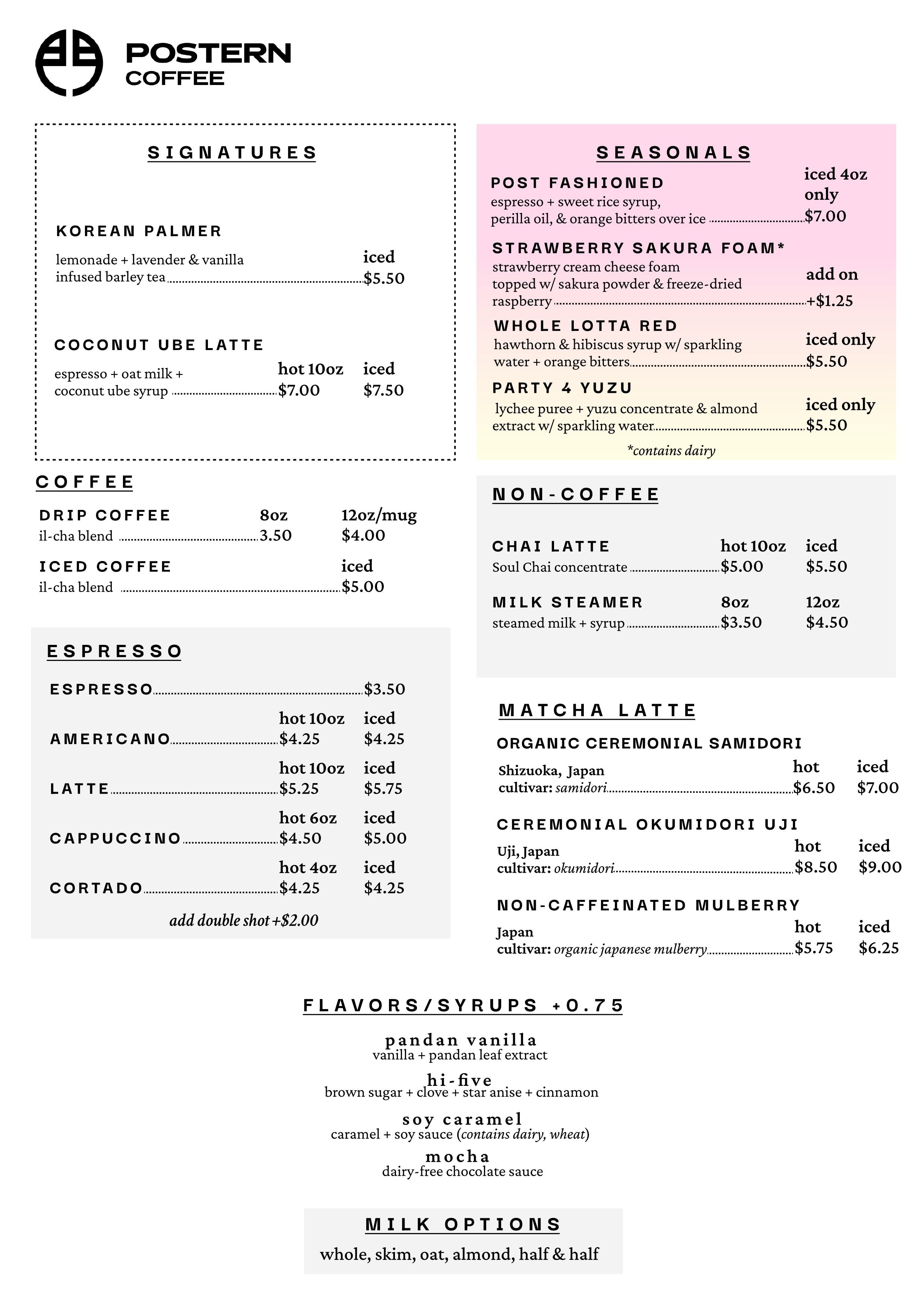 Cafe Menu 1