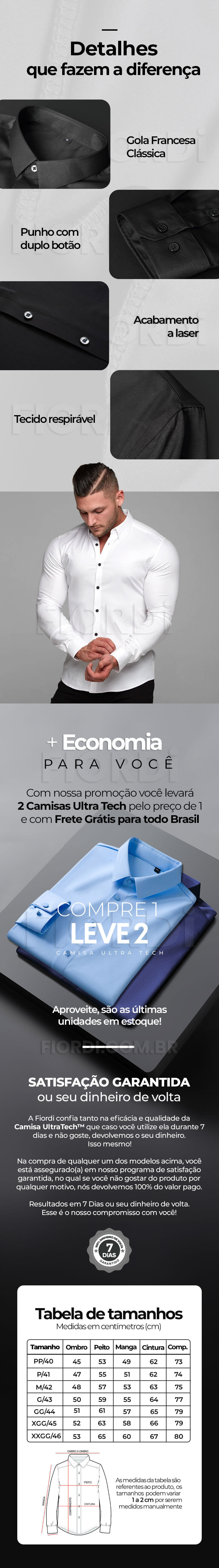 camisa social ultra tech fiordi