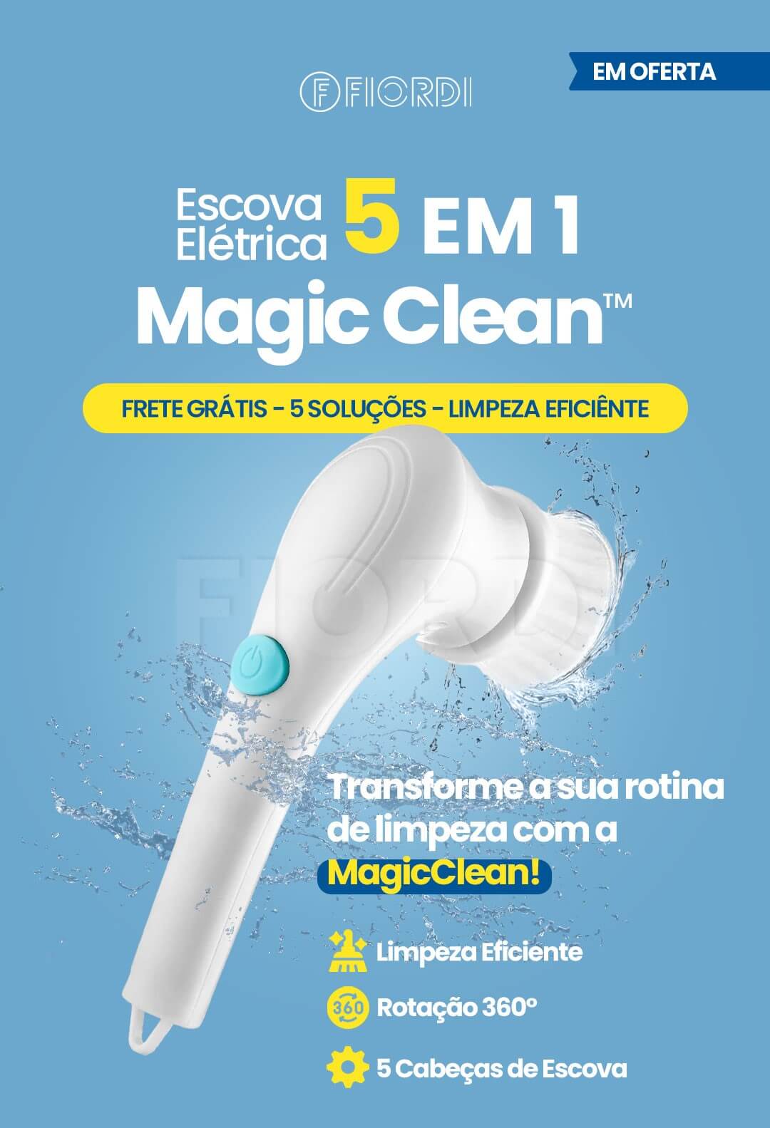 escova elétrica 5 em 1 magicclean fiordi
