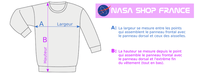 Calculer la taille pour l'achat d'un Sweat NASA Homme