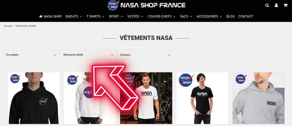 Recherche collection de vêtements et accessoires NASA