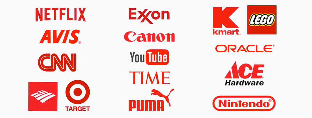 Logos rouges de marques célèbres