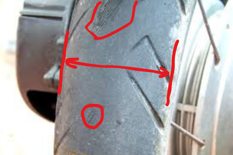 Motorcycle Roadworthy Sample of a warn tyre