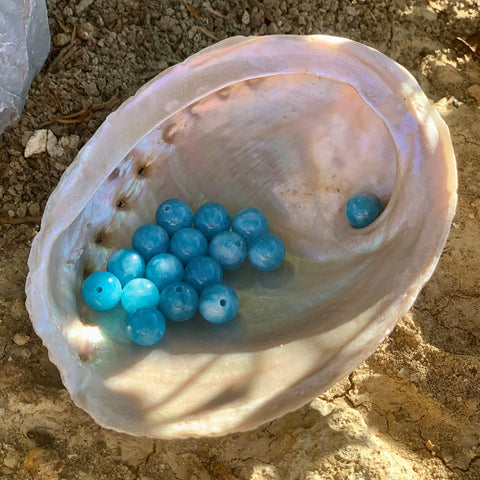 Perles de calcédoine bleue