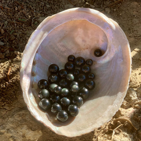 black obsidian beads