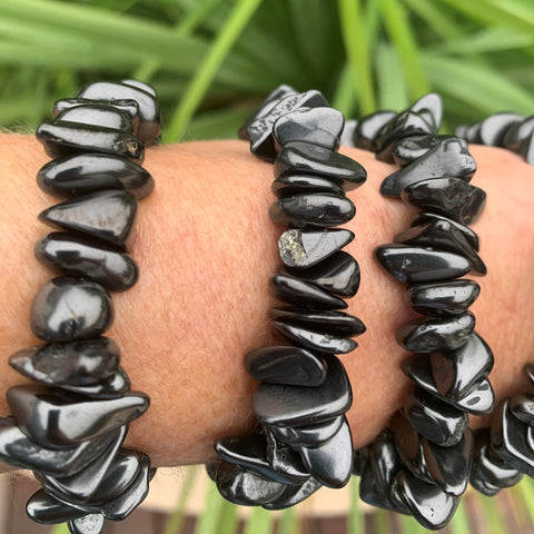 Bracelet shungite en perles de pierre