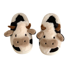 Load image into Gallery viewer, Cute Cow Animal Slipper For Women Girls Fashion Kawaii Soft Fluffy Winter Warm Slippers Woman Cartoon Milk Cow House Slippers Funny Shoes CJ