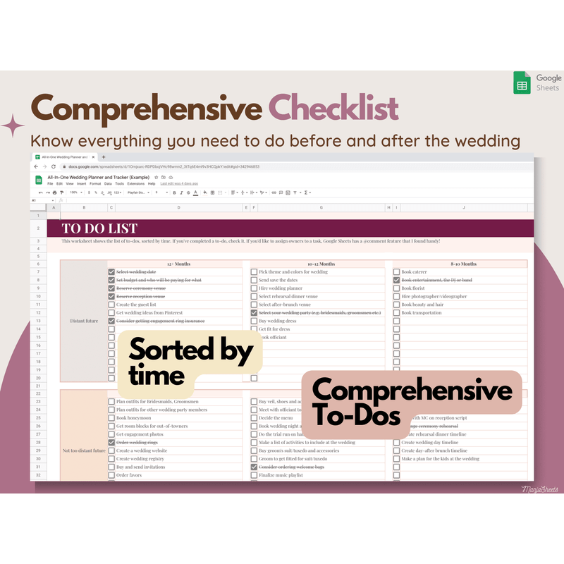 Wedding Budget Google Sheet Template Wedding Planner Spreadsheet