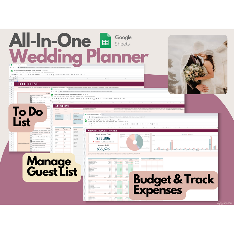 Wedding Budget Google Sheet Template Wedding Planner Spreadsheet