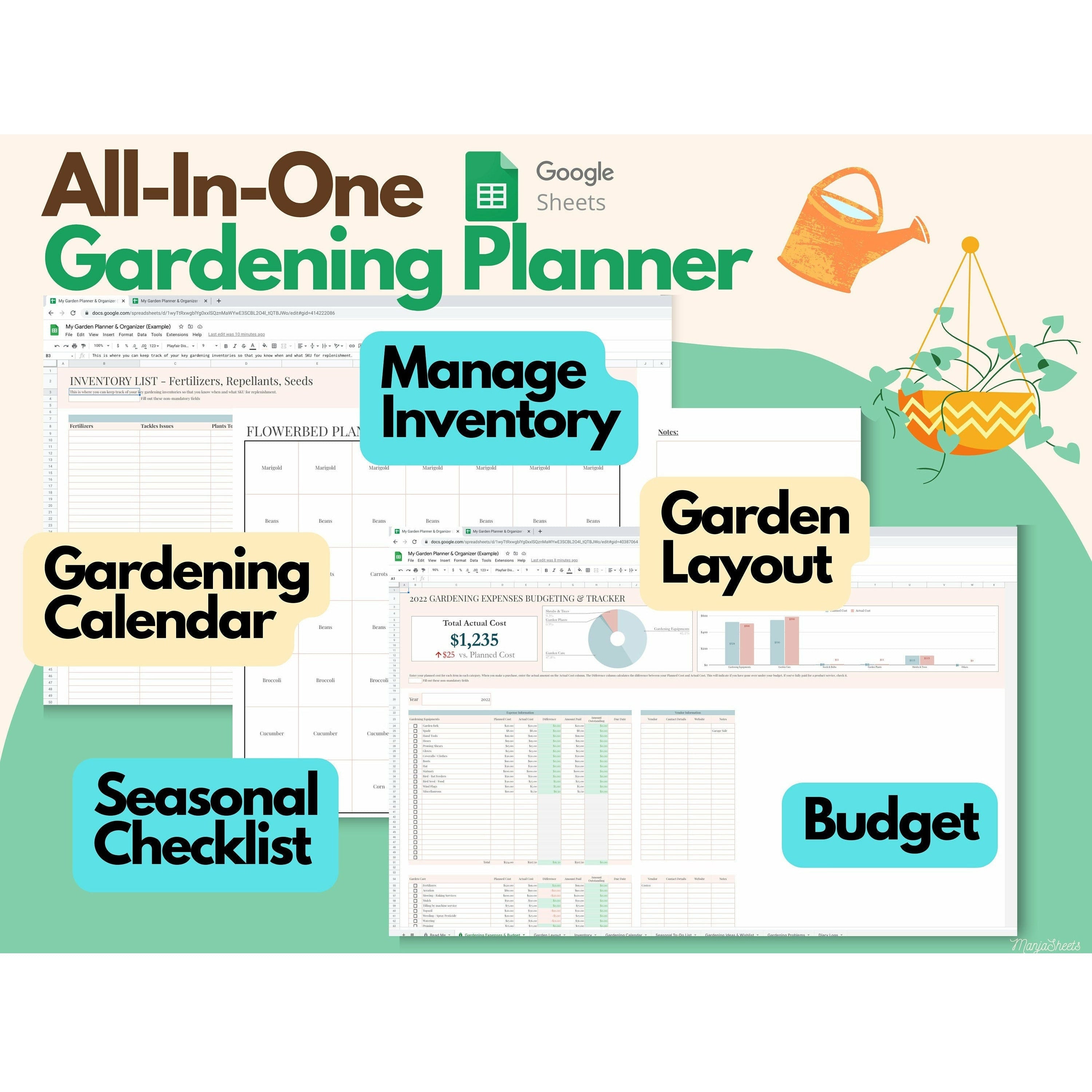 Garden Planner Google Spreadsheet – Manjasheets