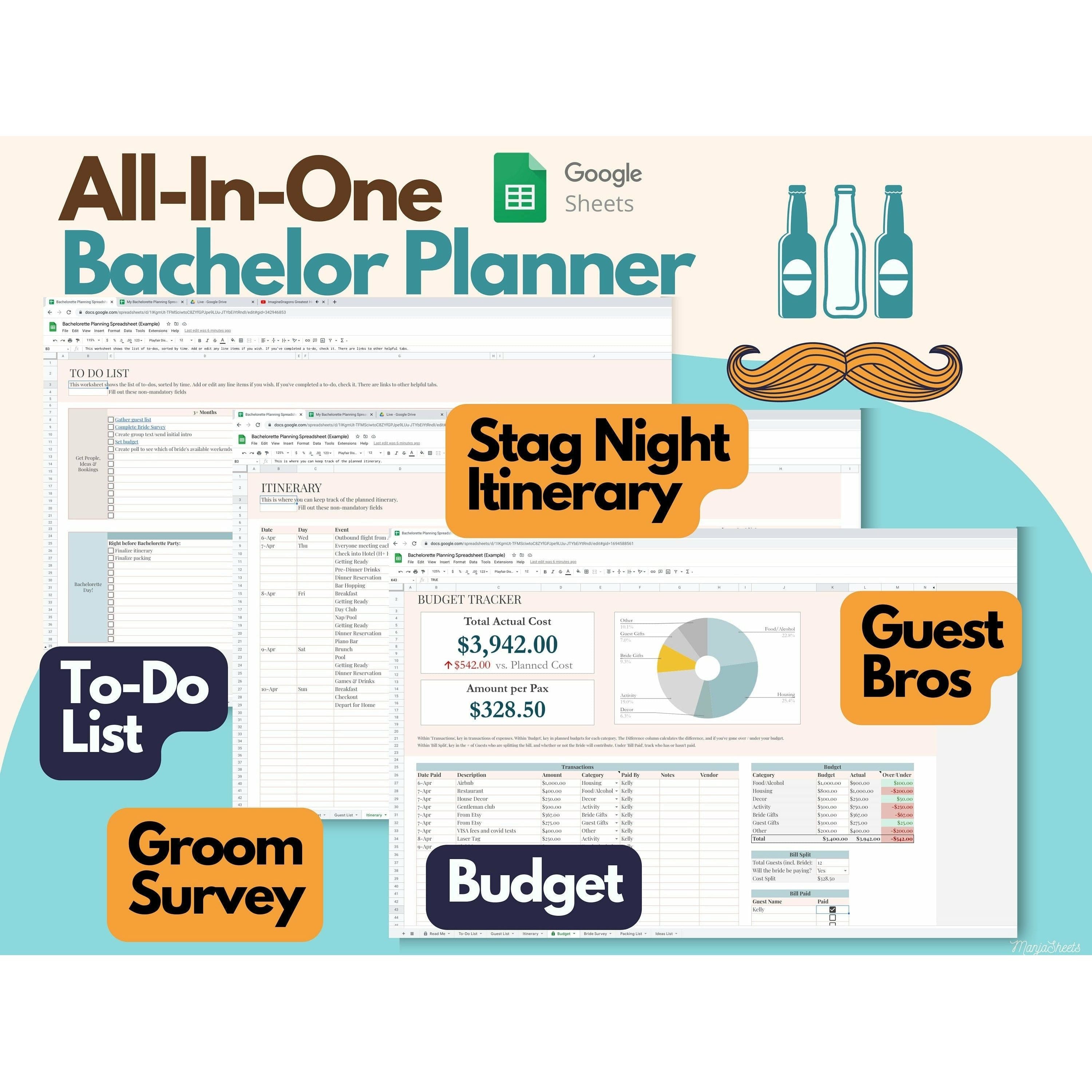 Bachelor Party Planner Template Stag Do Checklist Manjasheets
