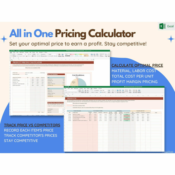 Product Pricing Calculator, Pricing Guide, Pricing Sheet, set your optimal price to earn a profit