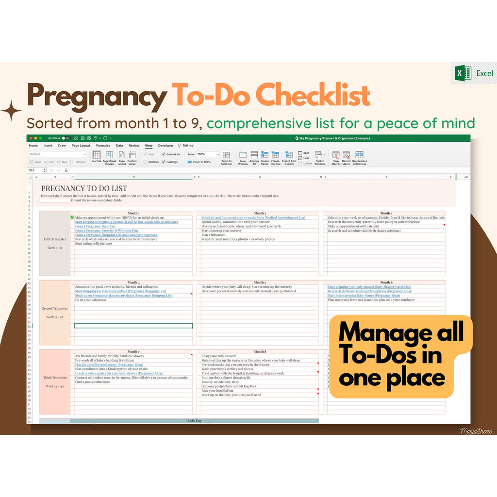 Pregnancy Planner Excel Sheet Manjasheets 