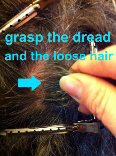 close up image of sectioned hair with fingers firmly grasping close to the root