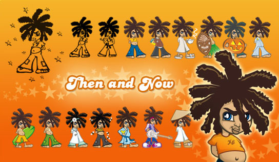 pictorial of knotty boy mascot logos in various types of dress and costume