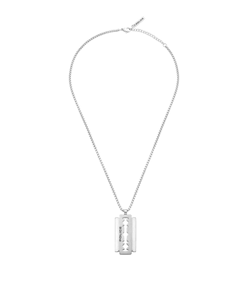 Saint Laurent Silver Razor Blade Necklace in Metallic for Men