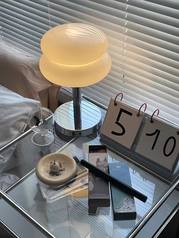 Abajur Decorativo Macaron - Luminária de Mesa de Vidro lar da ana