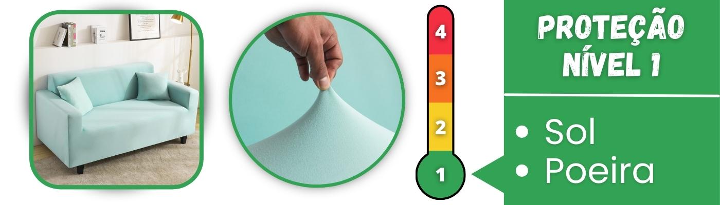 Capa de sofá tecido poliéster. Proteção nível 1 contra sol e poeira